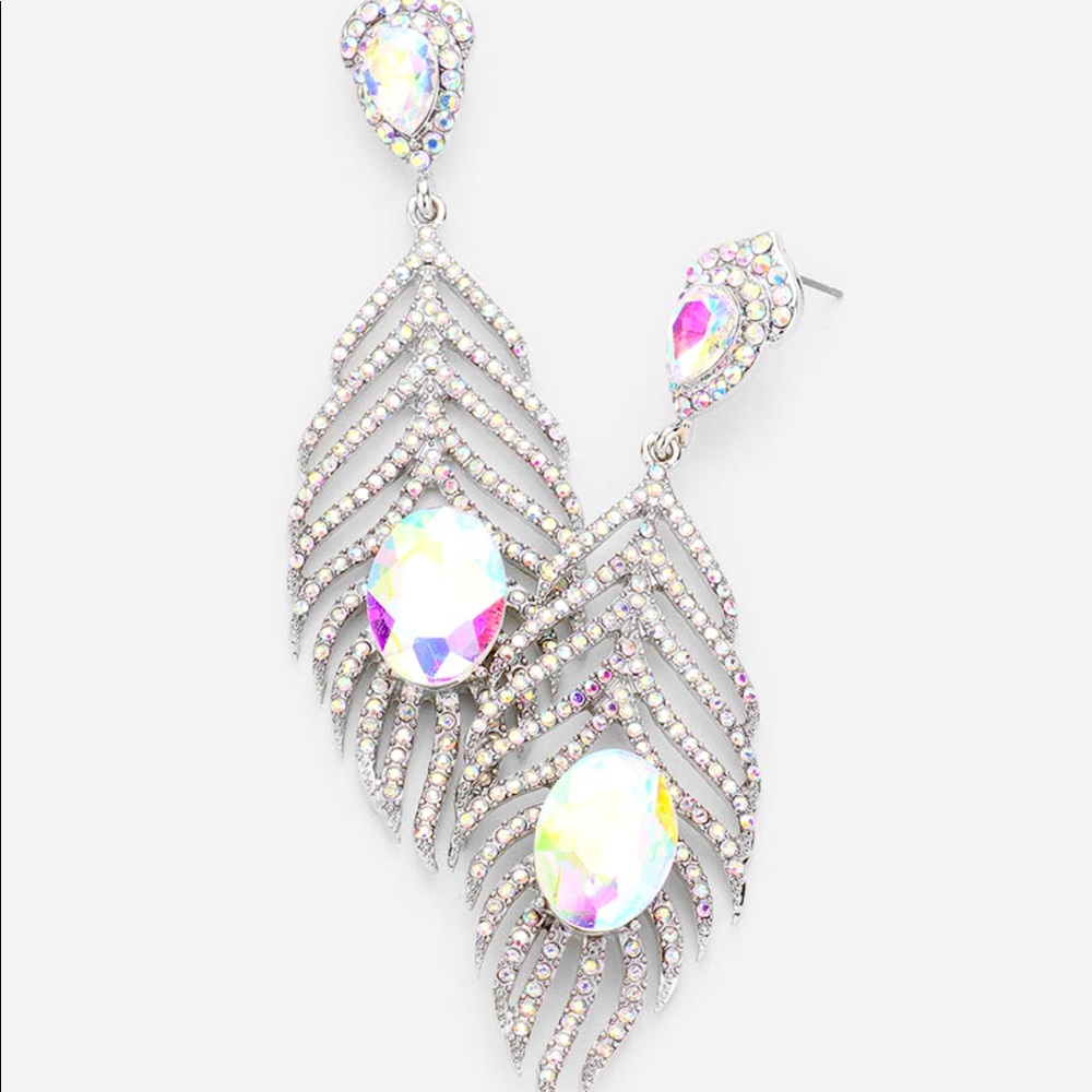 Crystal Leaf Earring - Picture 3 of 9